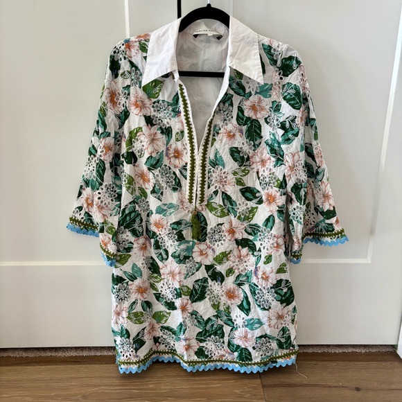 English Factory Embroidered Ric Rac Trim Tunic Dress - Picture 2 of 6